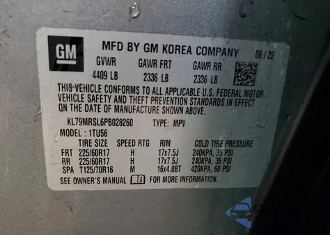 2023 Chevrolet Trailblazer Lt z USA, uszkodzony, nr VIN KL79MRSL6PB028260